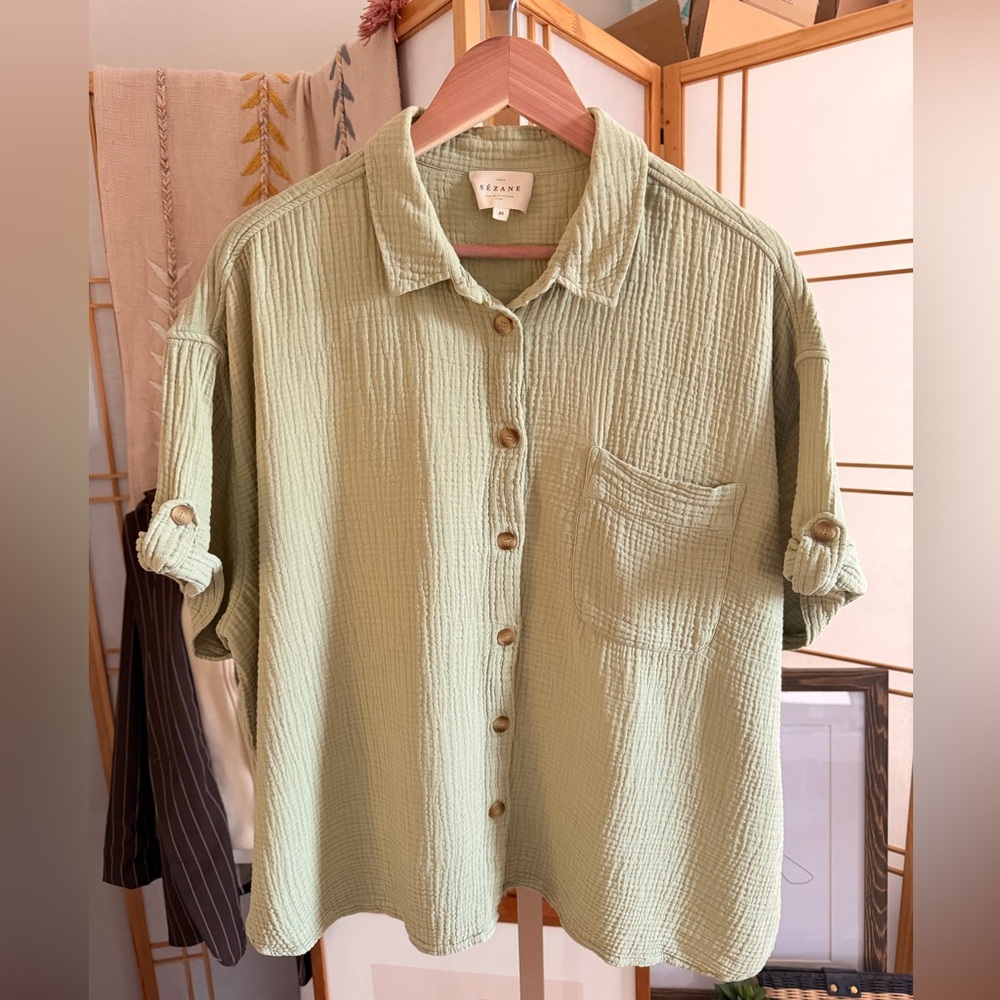 Sezane Laurine Shirt Kaki Clair - Size 40